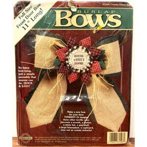 VTG Full Size Burlap Country Home Sweet Home Front Door Bow Craft Kit 11" Long